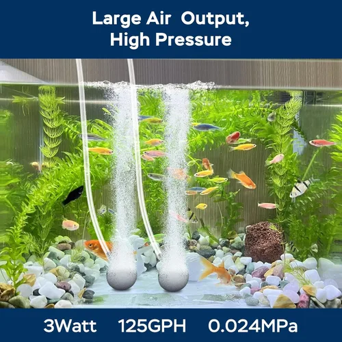 Miniatura 2 de AquaMiracle Aquarium Air Pump 3W/6W/10W, Super Quiet Powerful Fish Tank Air Pump with Double-Layer Sound Insulation, Adjustable Pond Aerator Pump