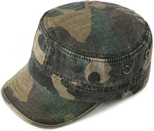 Miniatura 3 de Gorra unisex militar para hombre y mujer, con parte superior plana, ajustable, camuflaje