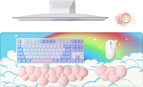 Miniatura 10 de ATTACK SHARK Alfombrilla de mouse 4 en 1, reposamuñecas para teclado, soporte para reposamuñecas y juego de posavasos de cuero con alfombrilla