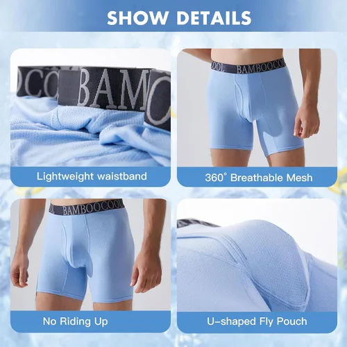 Miniatura 5 de BAMBOO COOL Men's 360 Breathable Mesh Underwear Moisture-Wicking Boxer Briefs Cooling Performance,Multipack