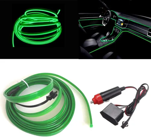 Miniatura 22 de MaxLax Tira de Iluminación LED de Neón Azul para Interior de Auto - 9.84 Pies de Cable EL de 12V Flexible con Protección de Fusible Integrada