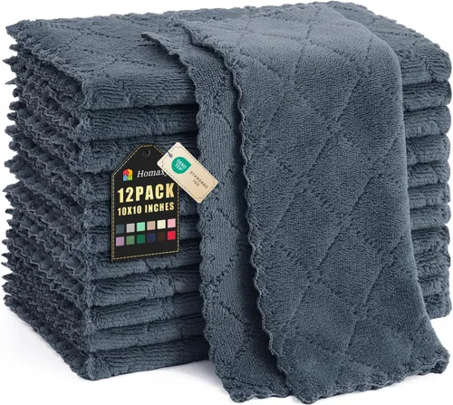 Miniatura 88 de Homaxy - Paquete de 12 trapos de cocina (10 x 10 pulgadas, morado), de terciopelo coral, supersuaves y absorbentes, de secado rápido, paño