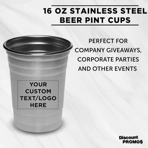 Miniatura 3 de Vasos de cerveza de acero inoxidable personalizados de 16 onzas, juego de 10/50/100, paquete personalizado a granel, perfecto para fiestas