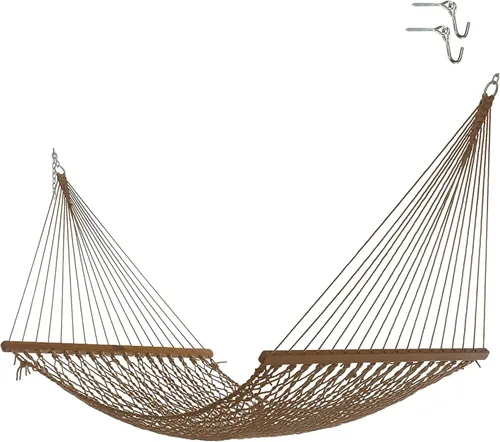 Miniatura 13 de Nags Head Hammocks First Mate - Hamaca de cuerda DuraCord azul marino, 12 pies x 50 pulgadas, capacidad de 450 libras, barra esparcidora Cumaru