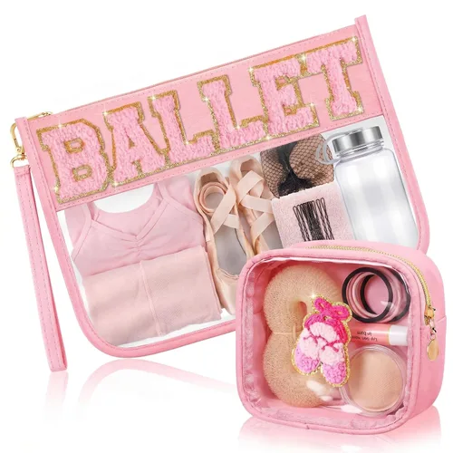Miniatura 8 de Hillban Juego de 2 bolsas de bebé de chenilla, bolsas de letras de chenilla, bolsa de maquillaje, bolsa de viaje para bebé, impermeable, portátil