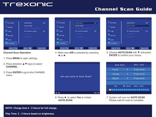 Miniatura 7 de Trexonic Televisor LED portátil recargable de 14 pulgadas 720p con HDMI, SD/MMC, USB, VGA, entrada/salida AV y sintonizador digital incorporado