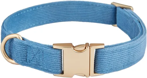 Miniatura 11 de Collar de perro de corduroy suave con hebilla de metal de alta calidad, para perros medianos. (Blanco, Mediano: 12-19")