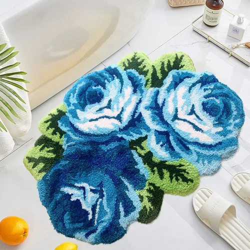 Miniatura 30 de UKELER Alfombras de baño con rosas rojas para baño, antideslizantes, absorbentes, alfombras de cocina, peludas, suaves, para dormitorio de niñas