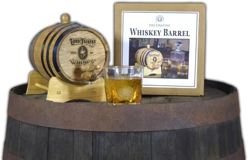 Miniatura 2 de Barril de whisky decorativo de roble blanco de 2 litros con soporte de madera, bung y espita Solo para exhibición, decoración de barra de whisky