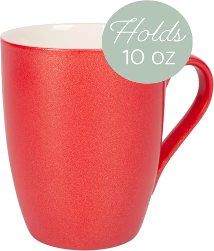 Miniatura 3 de Elanze Designs Juego de 4 tazas de café de porcelana de hueso con acabado brillante rojo carmesí de 10 onzas