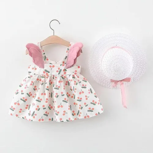 Miniatura 3 de Vestido de princesa para niñas, sin mangas, estampado de cerezas, vestido de princesa