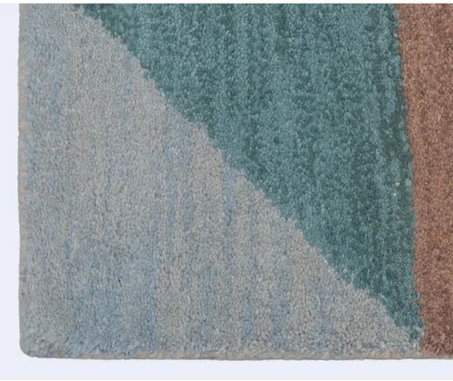 Miniatura 5 de Rugsotic Carpets Alfombras de lana copetuda a mano ecológicas – 2 pies 6 x 6 pies, forma de pasillo, multicolor, diseño geométrico moderno
