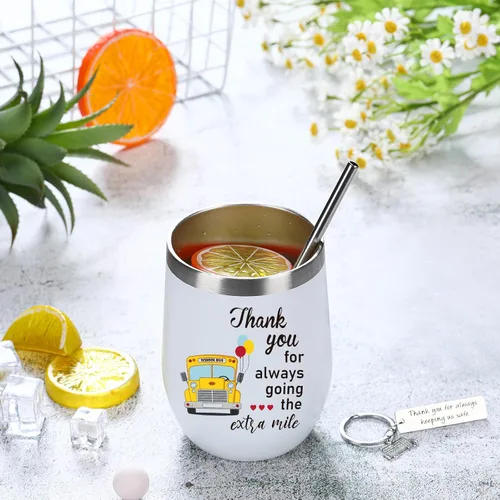 Miniatura 5 de Rtteri 2 piezas de regalos de agradecimiento al conductor de autobús escolar, regalo para mujeres y hombres, vaso de 12 onzas con tapa y pajita
