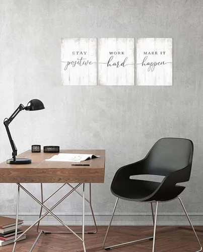 Miniatura 2 de Arte de pared de oficina con citas inspiradoras: póster motivacional, frases positivas, decoración de pared de oficina, 3 piezas de motivación Citas