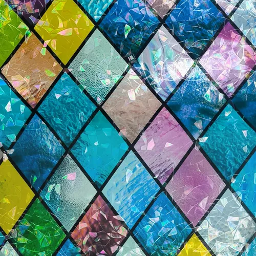 Miniatura 2 de WALPLUS Película decorativa de privacidad para ventana, diseño de arco iris, película extraíble para ventana, bloqueador solar estático, control