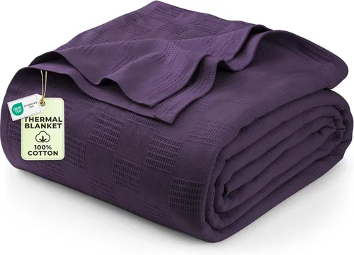 Miniatura 30 de Utopia Bedding Manta térmica 100% algodón, suave, ligera, transpirable, acogedora manta de primavera y verano para cama, decoración del hogar