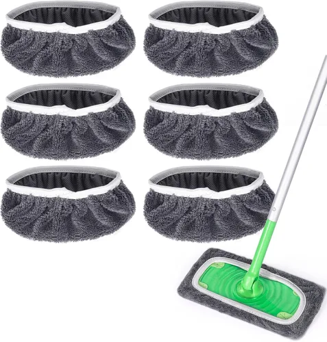 Miniatura 9 de Almohadillas de fregona reutilizables compatibles con trapeador Swiffer Sweeper - Paños de barrido seco y paños húmedos para limpieza del hogar