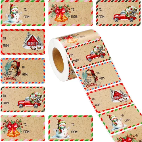 Outus 500 etiquetas de Navidad, etiquetas autoadhesivas de regalo para regalos de Navidad, etiquetas de nombre de Navidad, etiquetas para papel de