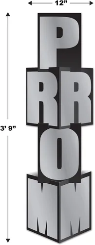 Miniatura 2 de Beistle Columna de graduación, 12" x 3' 9", negro/plateado