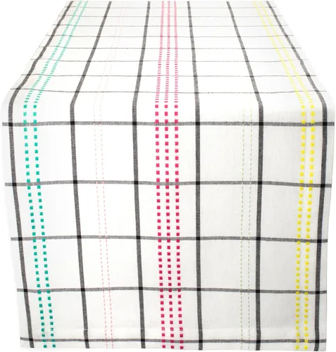 DII Springtime - Colección de mesa a cuadros, camino de mesa, 14 x 108 pulgadas Color Pop Plaid