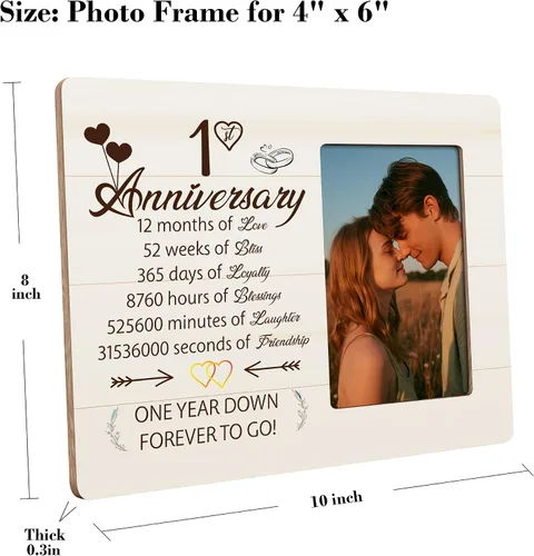 Miniatura 6 de Marco de fotos de 1er aniversario para pareja, aniversario de 1 año, boda, San Valentín, regalos para él y ella, marcos para fotos de 4 x 6 pulgadas
