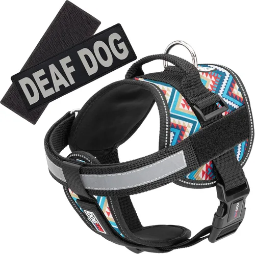 Miniatura 4 de Dogline Unimax - Arnés para perro con parches para perros sordos reflectantes sin tirones, correas ajustables, neopreno transpirable para médicos
