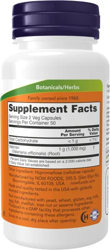 Miniatura 2 de NOW Supplements, Raíz de valeriana (Valeriana officinalis) 500 mg, suplemento herbal, 100 cápsulas vegetales