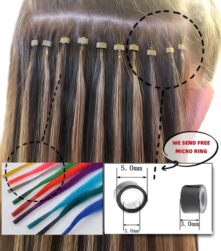 Miniatura 6 de Extensiones de cabello arcoíris, 100 unidades de rayas de cabello de colores para niñas y mujeres, extensiones sintéticas rectas de 20 pulgadas