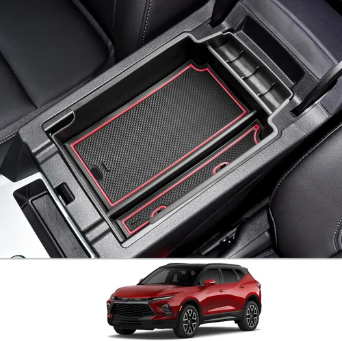 Miniatura 8 de CDEFG Organizador de accesorios de consola central para Chevy Blazer 2019-2025 2026 Material ABS, bandeja de inserción de caja de reposabrazos Negro