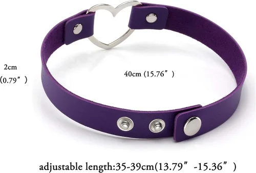 Miniatura 2 de Gargantilla de corazón punk para mujeres y niñas, collar gótico de piel sintética, ajustable, accesorios góticos