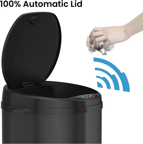 Miniatura 2 de iTouchless Cubo de basura de acero, perfecto para el hogar, cocina, oficina, cubo de basura con sensor sin contacto de 8 galones con sistema de Negro