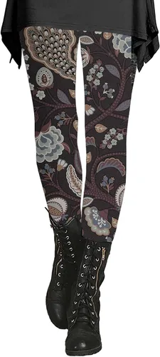 Leggings estampados para mujer, cintura alta, vintage, estampado de cachemira, control de abdomen, pantalones de yoga florales de talla grande