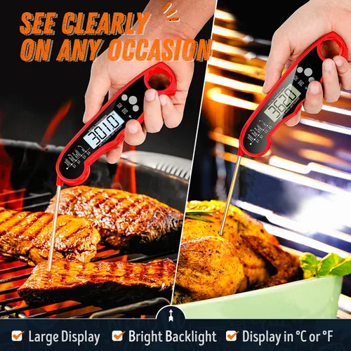 Miniatura 3 de Termómetro de Lectura Instantánea para Carne para Parrilla y Cocina, Termómetro Digital Rápido y Preciso para Alimentos con Luz de Fondo, Imán