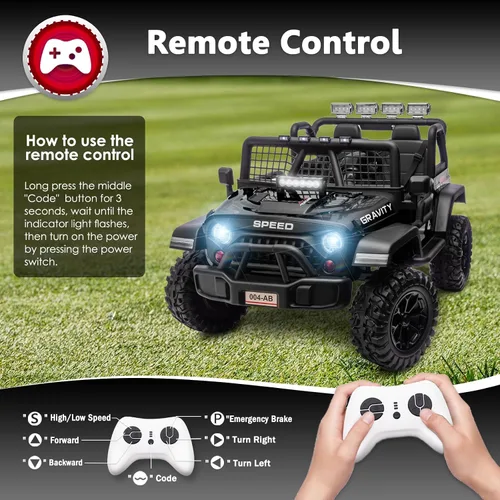 Miniatura 4 de Sopbost Camión de Montar de 24V 7Ah de 2 Asientos, Juguete de Montar para Niños Grandes, Coche de Montar con Control Remoto, Automóvil Eléctrico