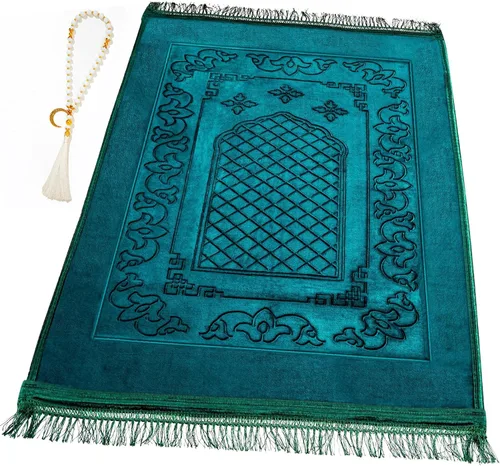 Miniatura 11 de Alfombra de oración musulmana con cuentas de oración Tasbih, suave y grande para oración islámica mate, alfombrilla de oración islámica acolchada