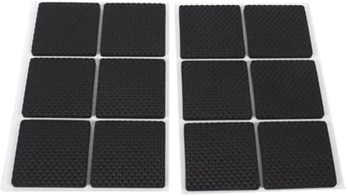 Estink Almohadillas antideslizantes para muebles, paquete de 12 protectores cuadrados de goma autoadhesivos para muebles, almohadillas de fieltro