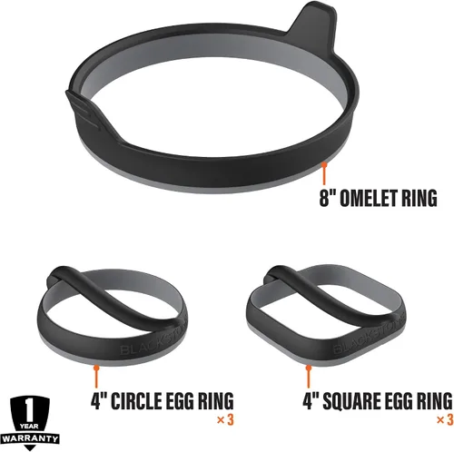 Miniatura 3 de Blackstone Kit de anillos de huevo y tortilla (juego de 7 piezas) – Molde de silicona antiadherente para huevos y tortillas para panqueques