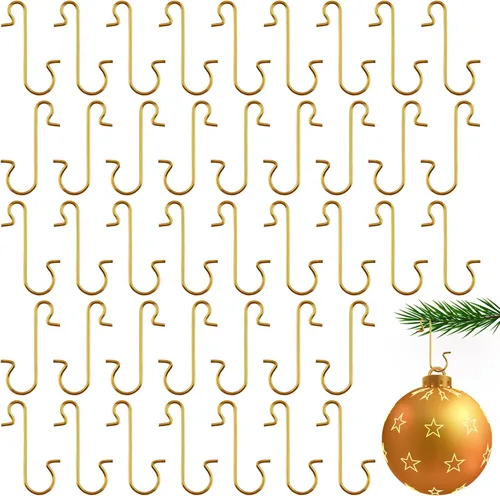 Paquete de 100 ganchos para adornos, ganchos para adornos de Navidad, ganchos para adornos de Navidad, ganchos de alambre de metal, ganchos para