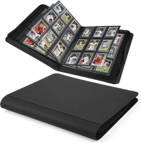 Carpeta Toploader rígida, fundas rígidas con 9 bolsillos para 288 tarjetas. Carpeta de tarjetas con fundas para rígidas "3 × 4", tarjetero (negro)