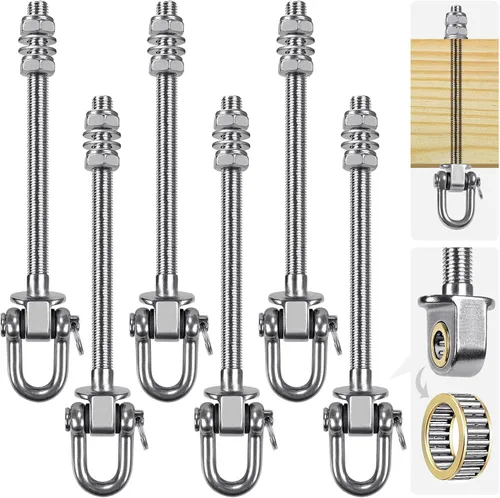 Miniatura 17 de SELEWARE Perchas de columpio resistentes con rodamientos, paquete de 6 – Accesorios de columpio de acero inoxidable para patio y parque infantil