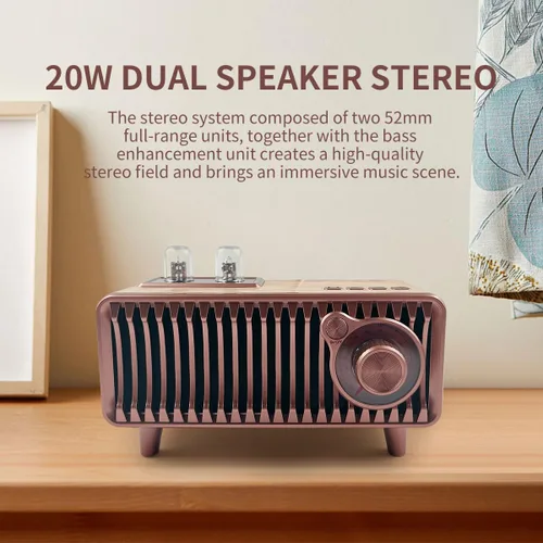 Miniatura 3 de CYBORIS Altavoz Bluetooth retro, radio vintage de madera natural Rotary FM Radio FM 20W altavoces duales estéreo, con disco U, tarjeta TF/función