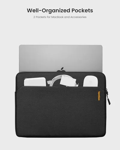 Miniatura 3 de tomtoc Funda delgada de ajuste personalizado para MacBook Neo A18 Pro A3404 de 13 pulgadas, resistente al agua, con bolsillo para accesorios