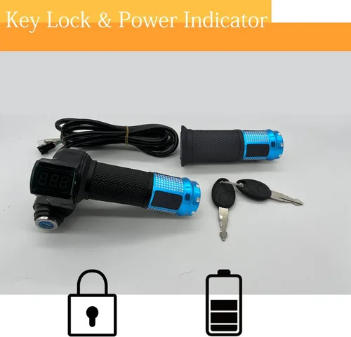 Miniatura 5 de 1 Par de Empuñaduras de Acelerador de Bicicleta Eléctrica, Manillar Giratorio Universal de Bicicleta Eléctrica Scooter con Pantalla LCD de Voltaje