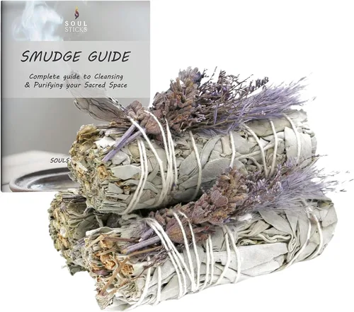 Miniatura 11 de SOUL STICKS Paquete de 3 barras de salvia blanca floral con flores para limpiar el hogar, meditación, yoga, curación y manchas, California de origen