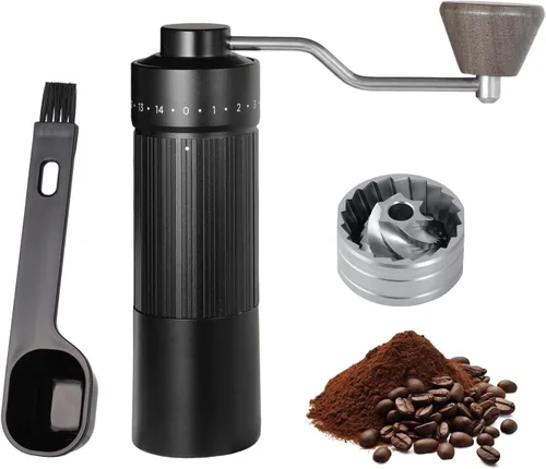 Miniatura 8 de Molinillo de café manual, molinillo de grano de café manual con rebabas de acero inoxidable de 6 estrellas para expreso, moka, vertido, prensa