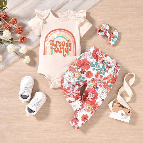 Miniatura 90 de fioukiay Conjunto de ropa de verano para bebés y niñas recién nacidas prematuros, mameluco, pantalones, diadema, conjunto de ropa para el verano