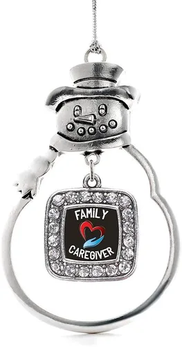 Miniatura 47 de Inspired Silver - Adorno de rodillo de reina - Adorno cuadrado de plata con muñeco de nieve con joyas de circonita cúbica