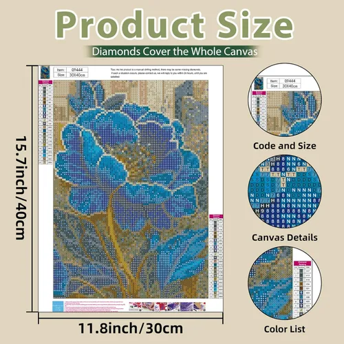 Miniatura 3 de Aestalrcus Kits de arte de diamantes de flores para adultos, kits de pintura de diamantes de flores para adultos, pinturas de diamantes redondos