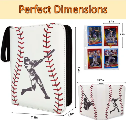 Miniatura 2 de Carpeta de Tarjetas de Béisbol 440 Bolsillos, 55 Fundas Carpeta Pequeña de Béisbol 3 Anillos con Cremallera Portador de Tarjetas Coleccionables 4