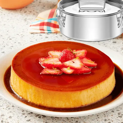 Miniatura 4 de Molde Flanera para sartén, molde de flan de acero inoxidable con tapa, máquina de flan para olla instantánea de 6 cuartos de galón